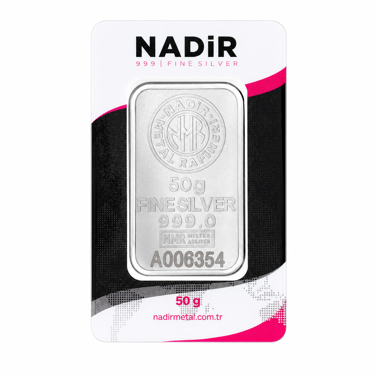 شمش نقره 50 گرمی Nadir