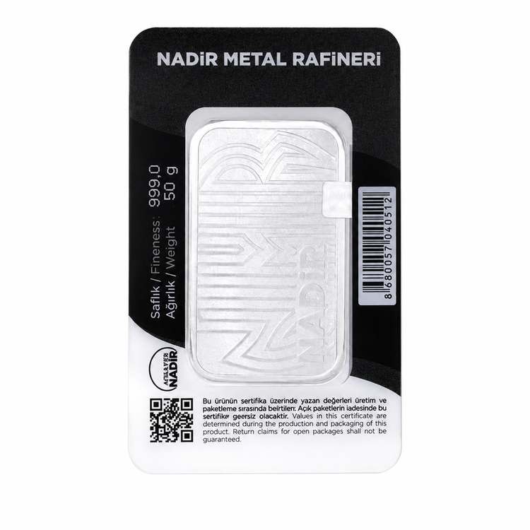 شمش نقره 50 گرمی Nadir